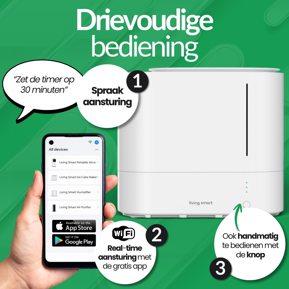 LivingSmart™ slimme luchtbevochtiger met App - 2.2L