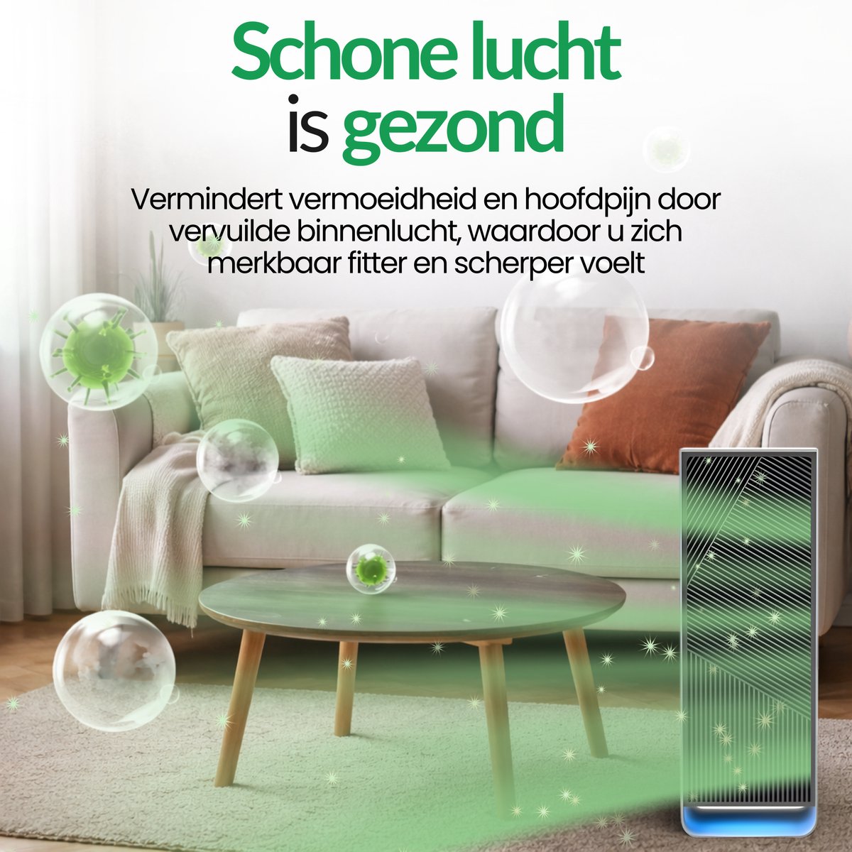 LivingSmart™ LSL200S - Slimme Luchtreiniger met App - Tot 45 m²