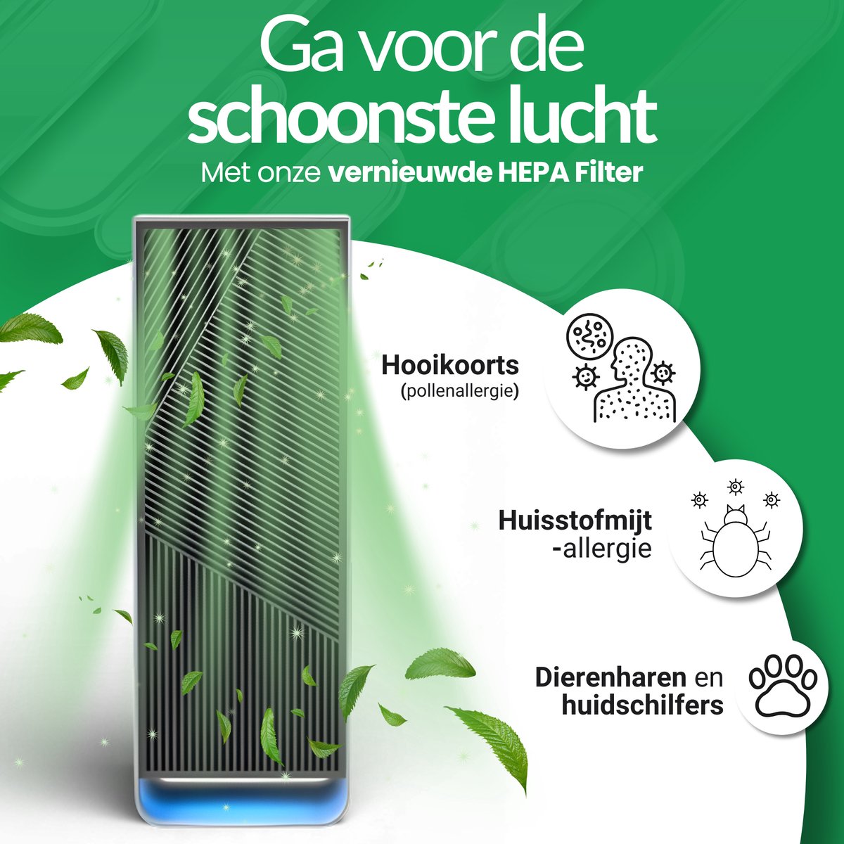 LivingSmart™ LSL200S - Slimme Luchtreiniger met App - Tot 45 m²