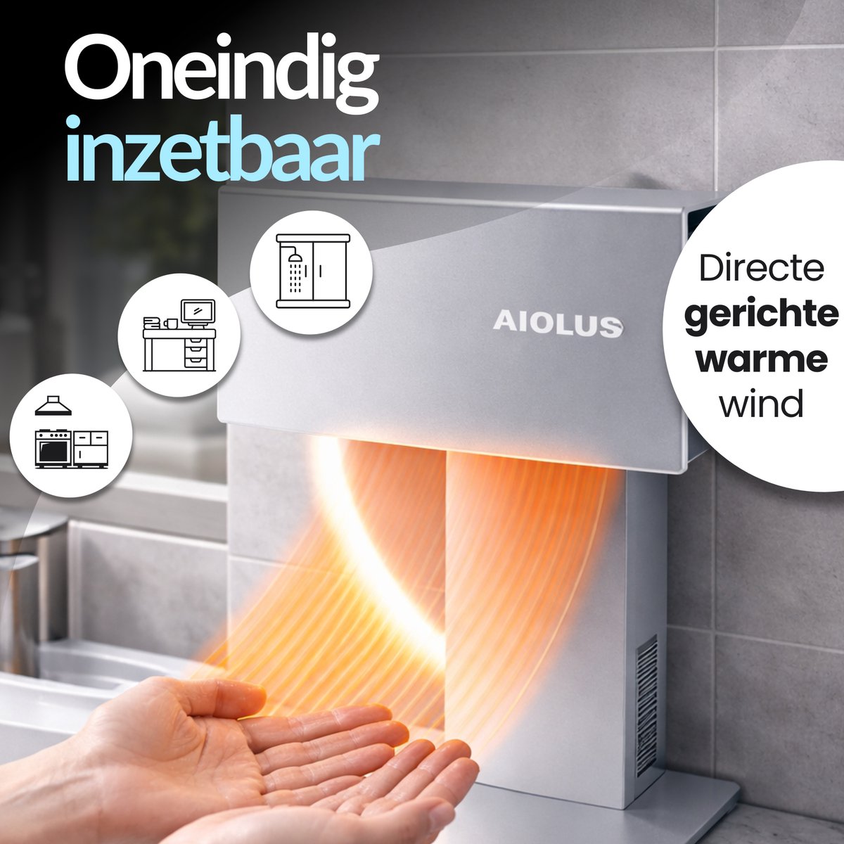 Rovary™ Aiolus Hygiënische Handdroger met UVC