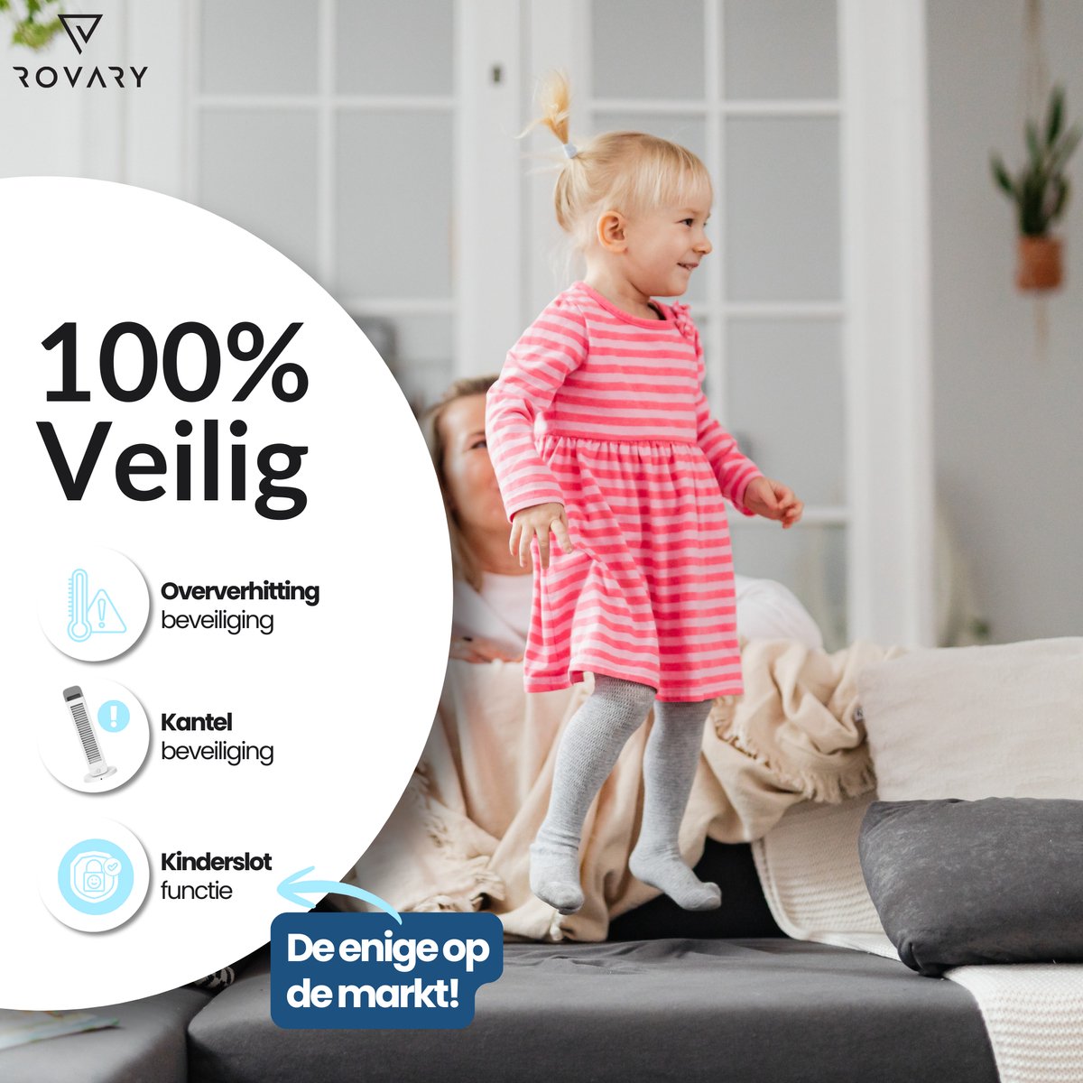 Rovary™ slimme toren heater 2000W 62cm