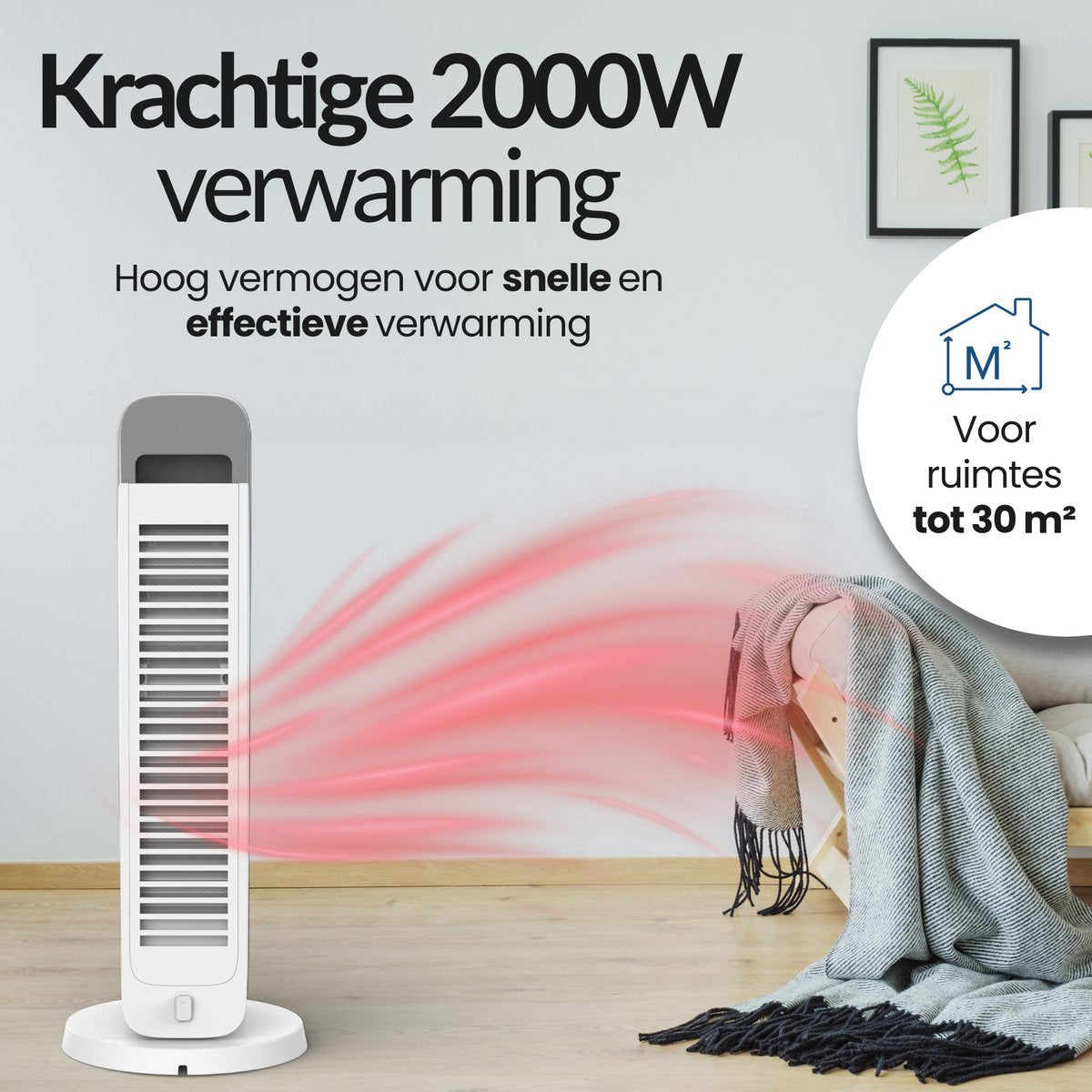 Rovary™ slimme toren heater 2000W 62cm