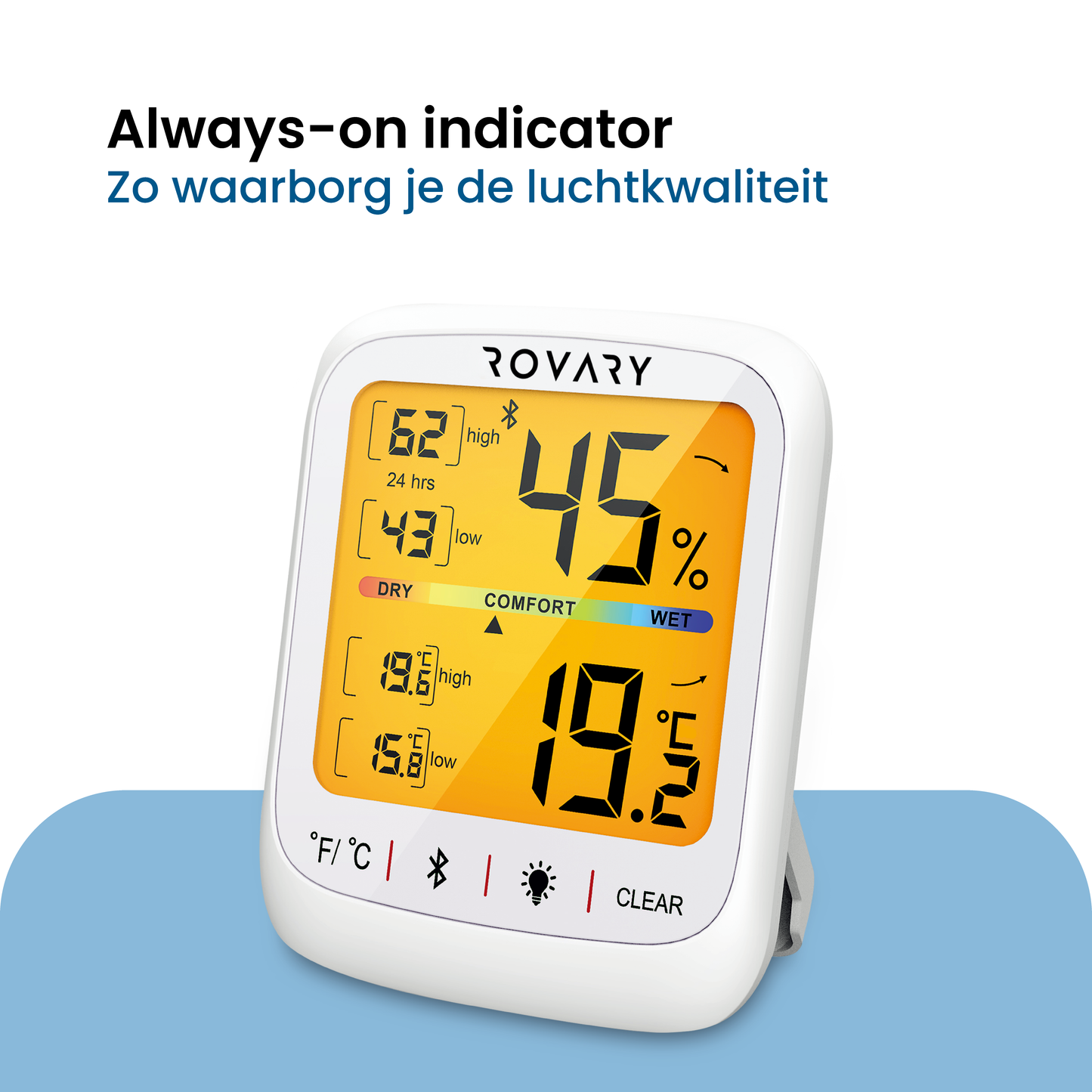 Rovary Hygrometer met App RH10- Luchtvochtigheidsmeter