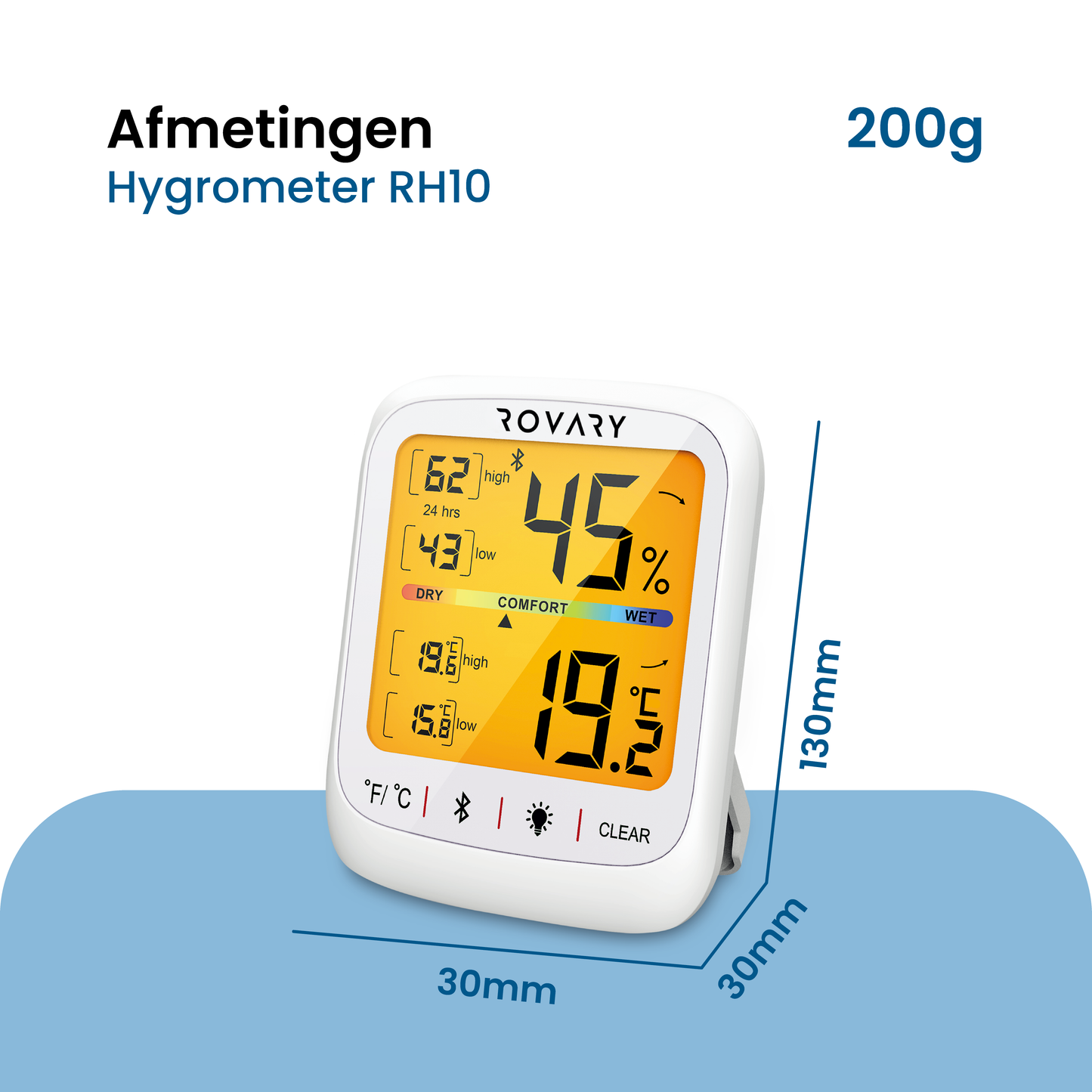 Rovary Hygrometer met App RH10- Luchtvochtigheidsmeter